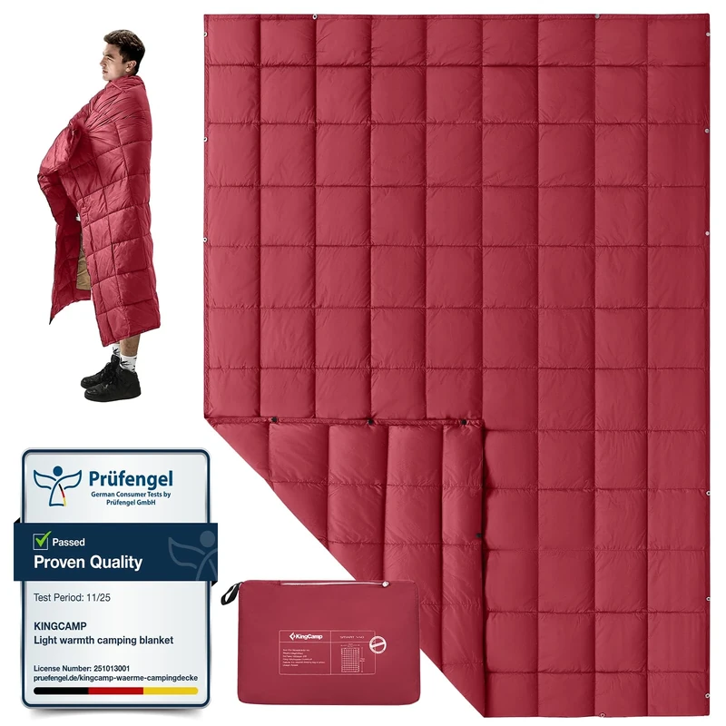 KingCamp Camping Blanket Lightweight Outdoor, Travel Blanket Multifunctional Warm, Sleeping Blankets Ultralight with Snap Button, Sleeping Quilt for Picnics Beach Camping Hiking Car Indoor