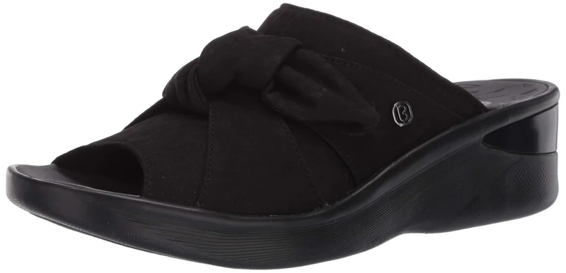 BZees Women's Smile Wedge Sandal, Black, 6 UK