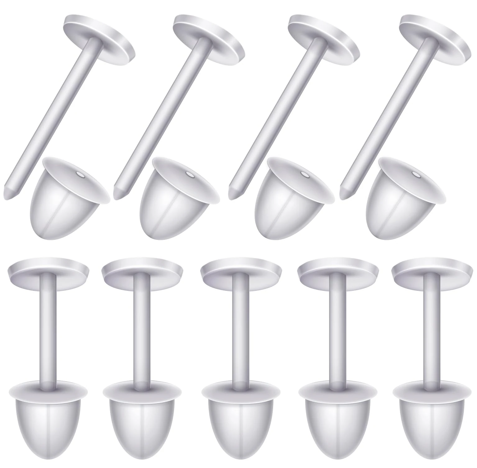 Earring Retainers, 100pcs Clear Pins and Back Rubbers Stoppers(50 Pairs)
