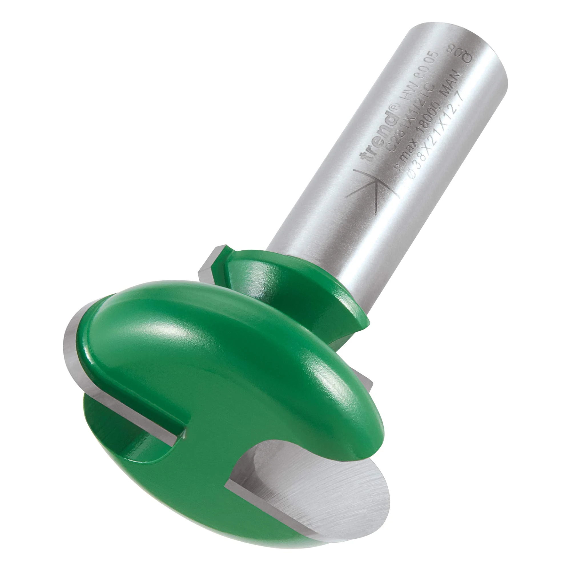 Trend CraftPro Drawer Pull Router Cutter Bit, 1/2 Inch Shank, 38mm Cut Diameter & 6.3mm Cut Radius, Tungsten Carbide Tipped, C281X1/2TC