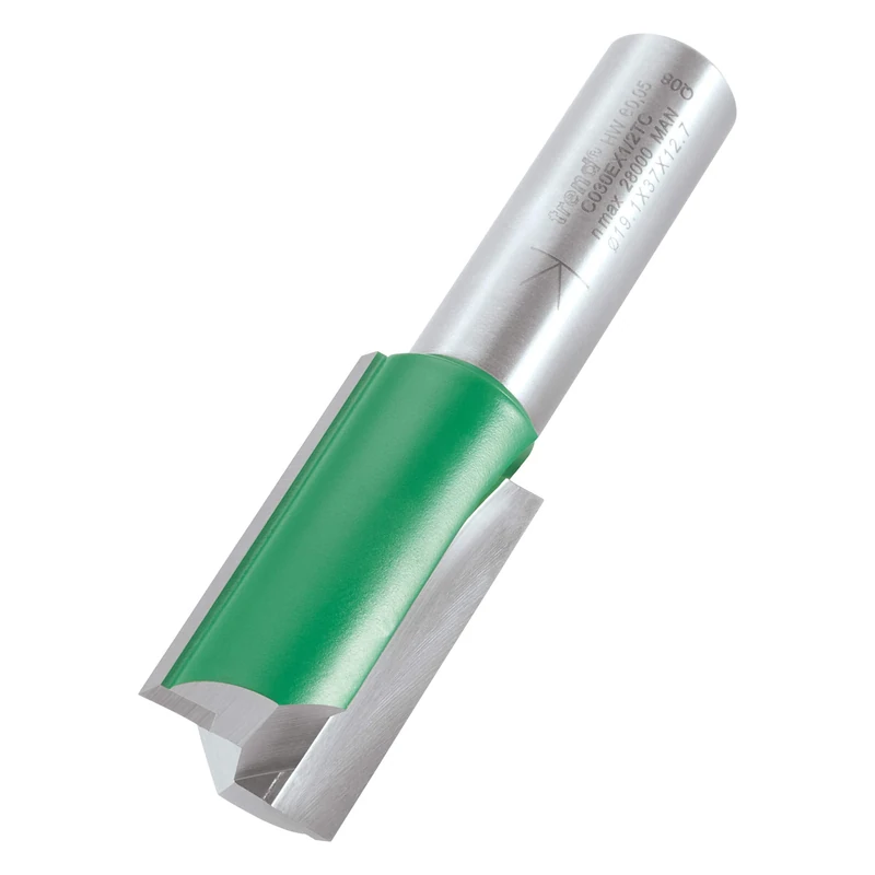 Trend CraftPro Straight Two Flute Router Cutter Bit, 1/2 Inch Shank, 19.1mm Cut Diameter & 37mm Cut Length, Tungsten Carbide Tipped, C030EX1/2TC