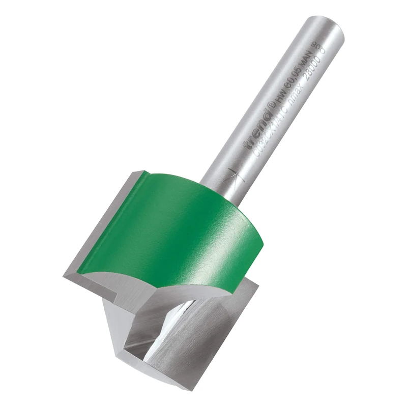 Trend CraftPro Straight Two Flute Router Cutter Bit, 1/4 Inch Shank, 24mm Cut Diameter & 19mm Cut Length, Tungsten Carbide Tipped, C032CX1/4TC