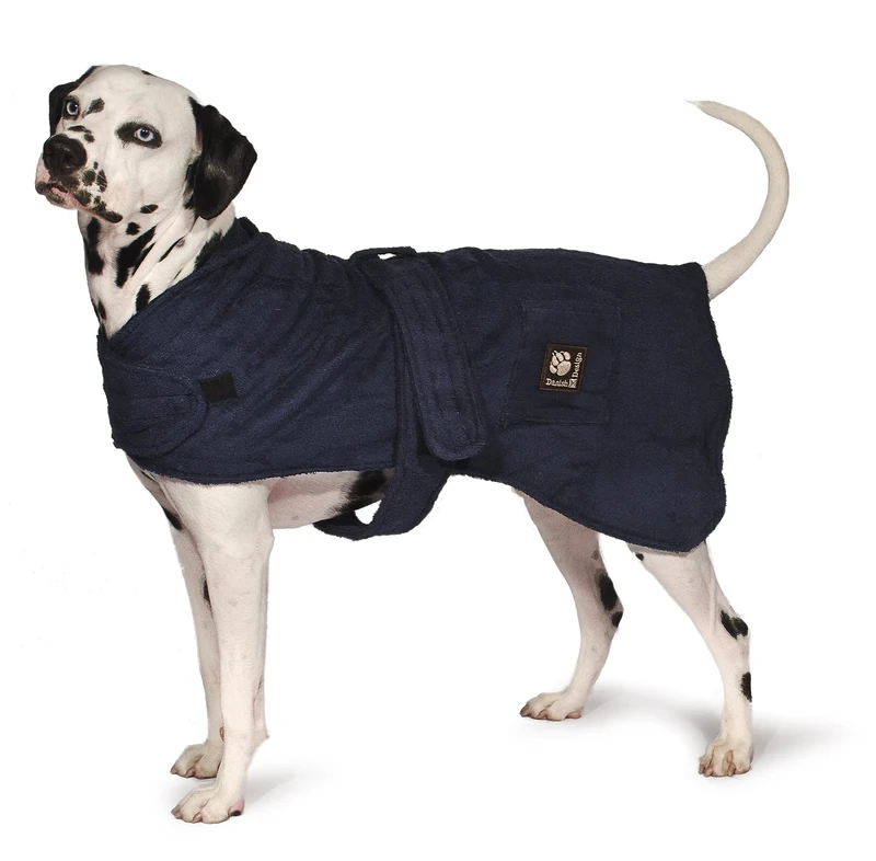Danish Design Navy Blue Ultra Absorbent Adjustable Drying Toweling Robe 28 Inch/70 cm