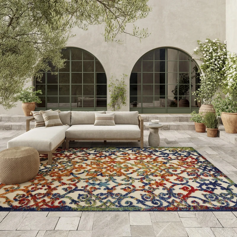 NOURISON Aloha Indoor/Outdoor Transitional Floral Multicolor 6' x 9' Area Rug