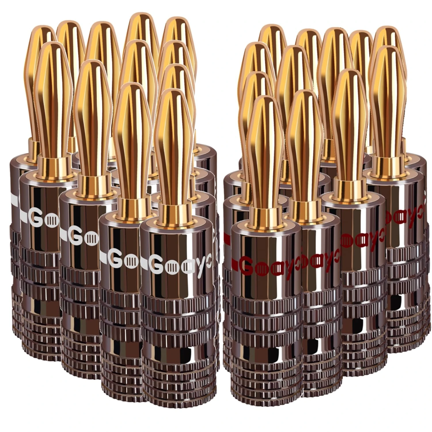 Goaycer 4mm Banana Plugs 12Paris - 24K Gold Plated Bannana Plug Speaker Wire Adapter Connectors (24Pcs)