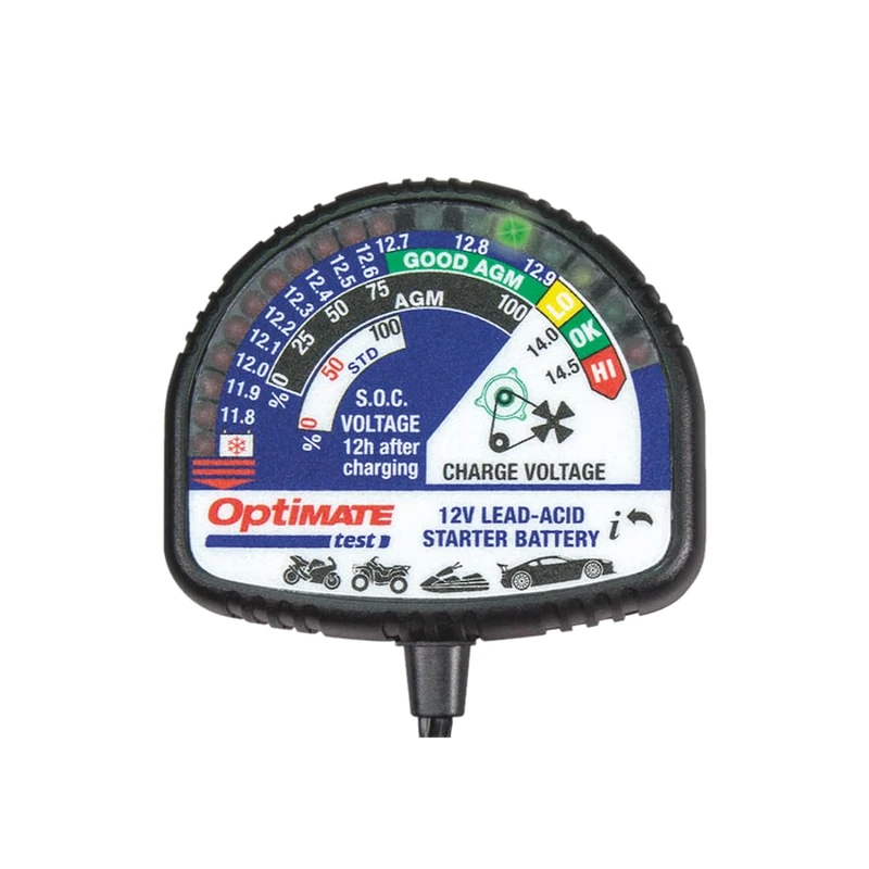 Optimate TecMate TS130 Tester, Charge Level Tester, All 12V Lead-Acid Batteries, Black - Image 1
