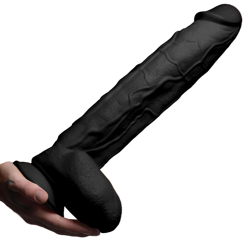 Raging Rhino 17 Inch Veiny Dildo - Black - Image 1