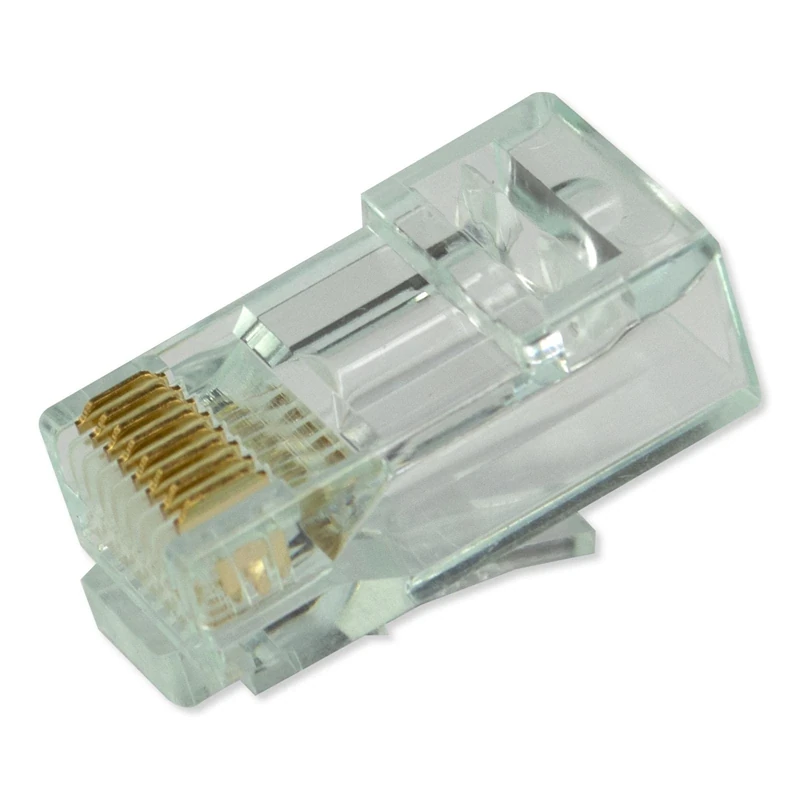 Simply45 Unshielded Pass-Through RJ45 Modular Plugs for 23AWG Solid (Cat6 UTP), 26-24AWG Stranded (Cat5e/6 UTP Stranded) - Green Tint, 100 Piece Jar - S45-1600