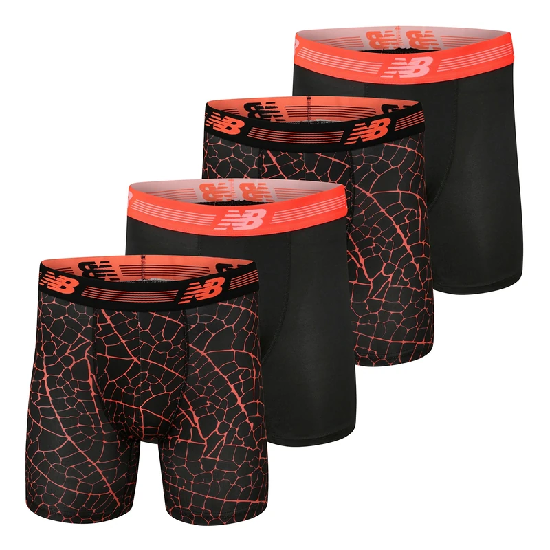 New Balance Men's Performance 6" No Fly Boxer Brief (4-Pack), Dragonfly/Black (Drg)/Dragonfly/Black (Dr, M