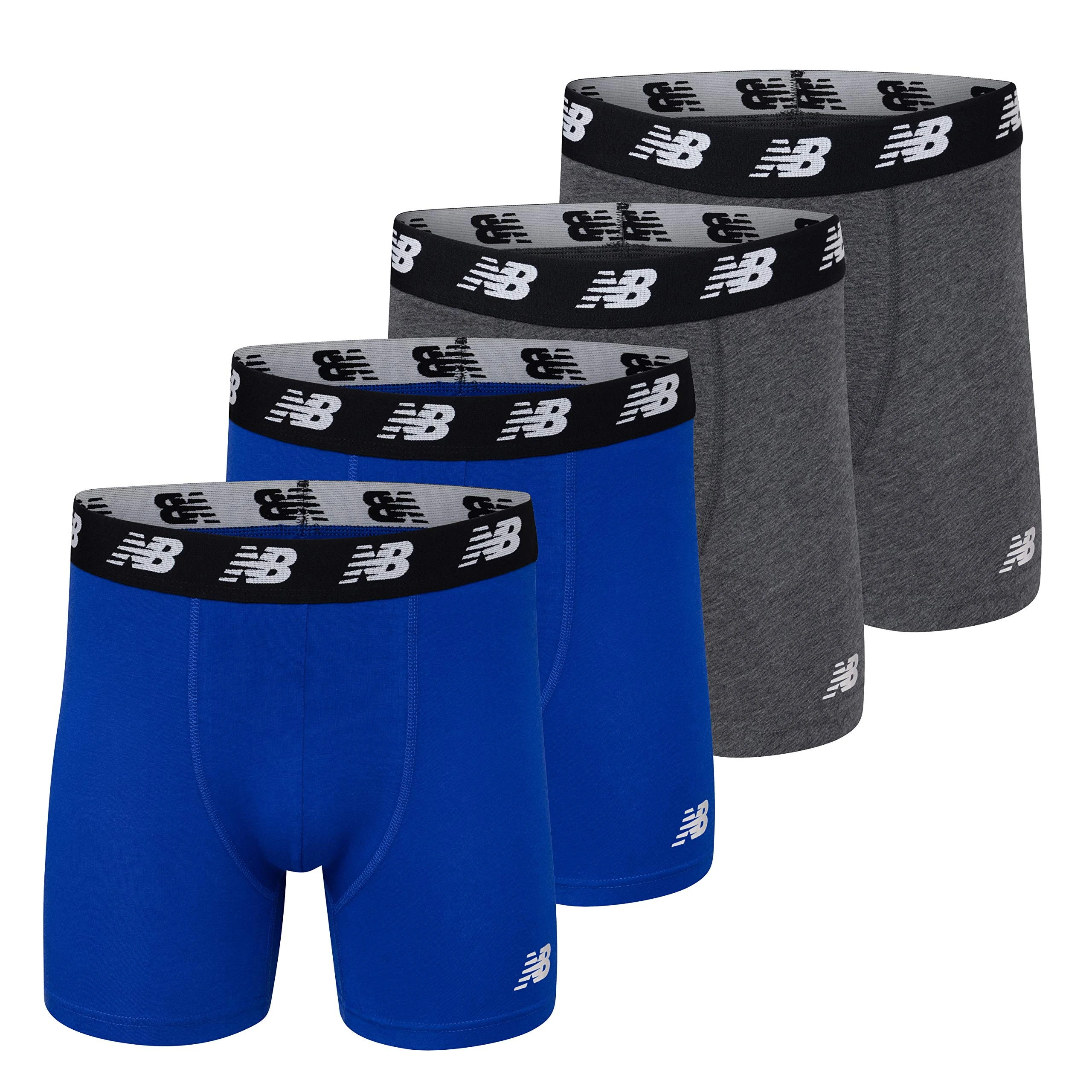 New Balance Men's No-Fly Cotton Performance Boxer Briefs (4 Pack of Men's Underwear)