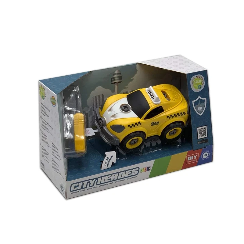 Tachan Taxi Car with Sound, Detachable with Screwdriver Included, Yellow (CPA 7838071S), Assorted Colour/Model