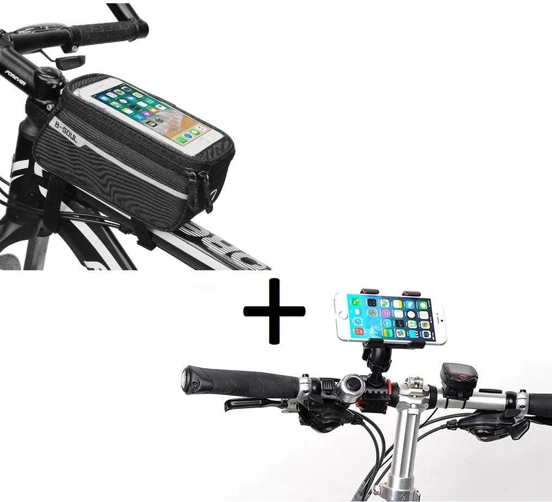 Bike Pack for Samsung Galaxy Note 8 Smartphone (Bicycle-Handlebar Mount + Touch Pocket) Mountain Bike Cycling (Black)