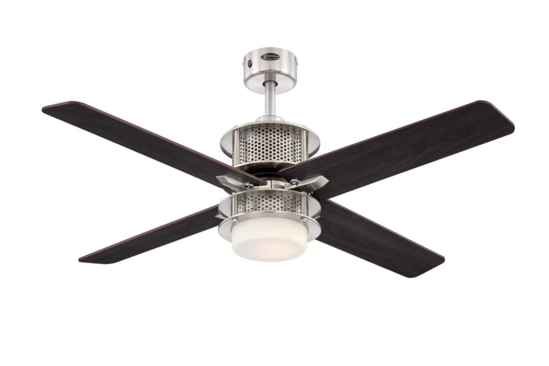 Westinghouse Lighting Oscar 122 cm Brushed Nickel Indoor Ceiling Fan with Light and Remote Control, Dimmable LED Light Fixture with Opal Frosted Glass