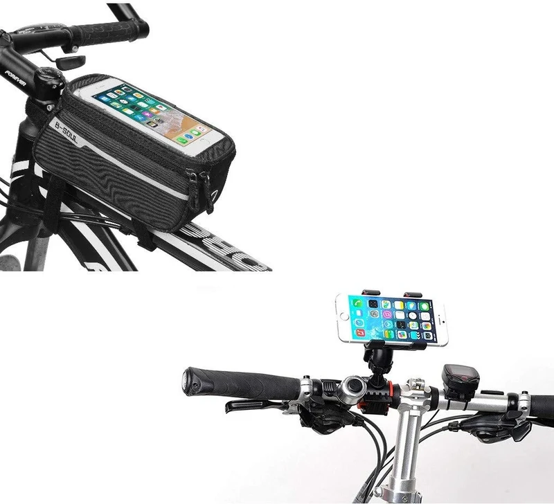 Bicycle Pack for Huawei P20 Pro Smartphone (Handlebar Bike Mount + Touch Pocket) Mountain Bike Cycling (Black)