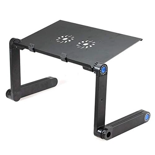 Bed Stand with Fan for Apple MacBook Air Adjustable Folding Table Sofa (Black)
