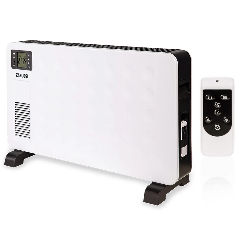 Zanussi 2300W/2.3KW Electric Convector Heater Freestanding Radiator in White, 3 Adjustable Heat Settings & 24hr Timer, Digital Display & Remote Control Integrated Handle ZCVH4002, 2 Year Guarantee