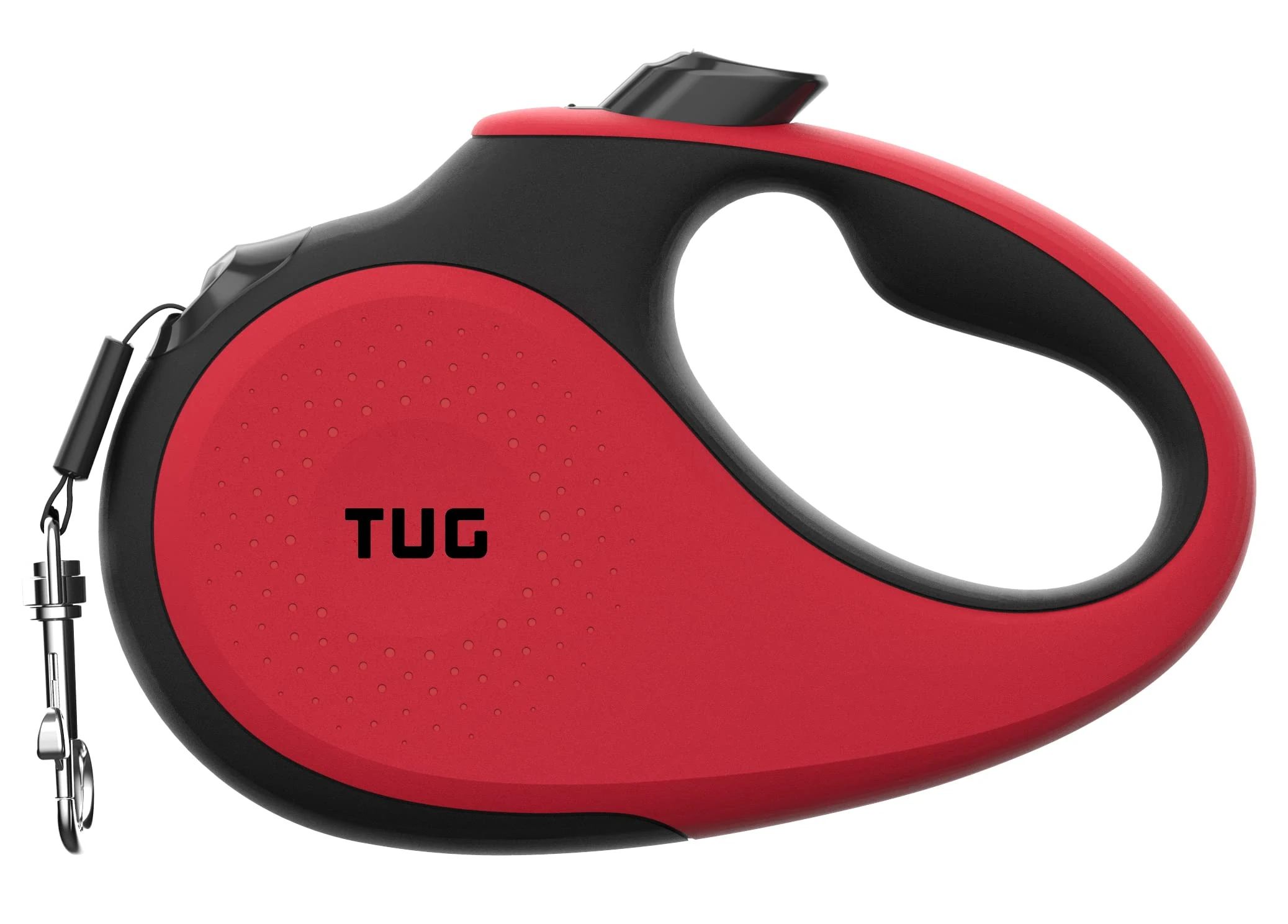 TUG 360° Tangle-Free Retractable Dog Lead for Up to 15 kg Dogs | 5 m Strong Nylon Tape | One-Handed Brake, Pause, Lock (Small, Red)