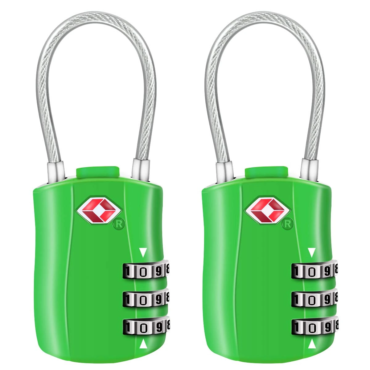 TSA Luggage Locks, [Newest Version][2 Packs] Diyife 3-Digit Security Padlock, Combination Padlocks, Code Lock for Travel Suitcases Luggage Bag Case etc.(Green)