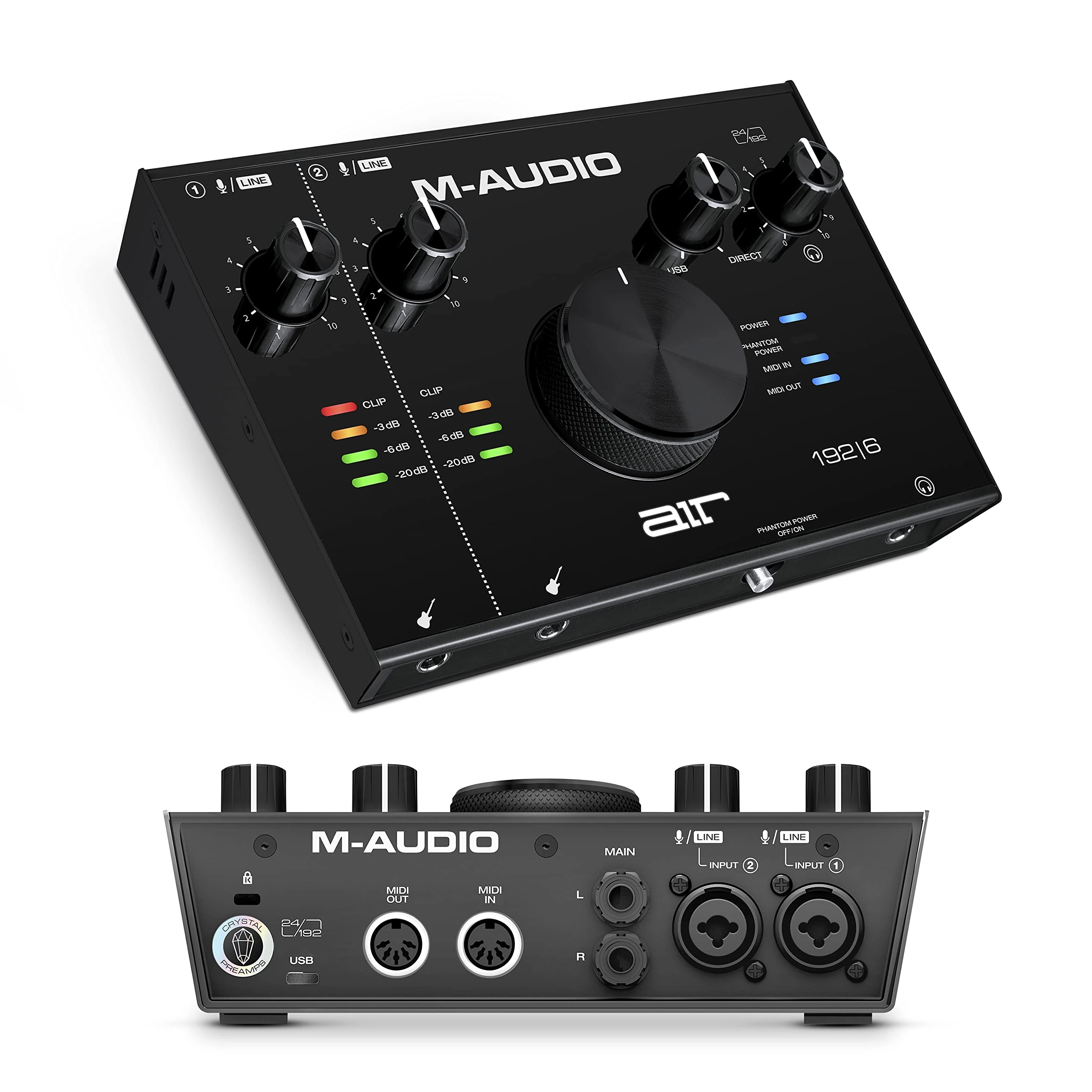 M-AUDIO AIR 192x6 USB C MIDI Audio Interface for Recording, Podcasting, Streaming, Studio Quality Sound, 2 XLR in and Music Production Software