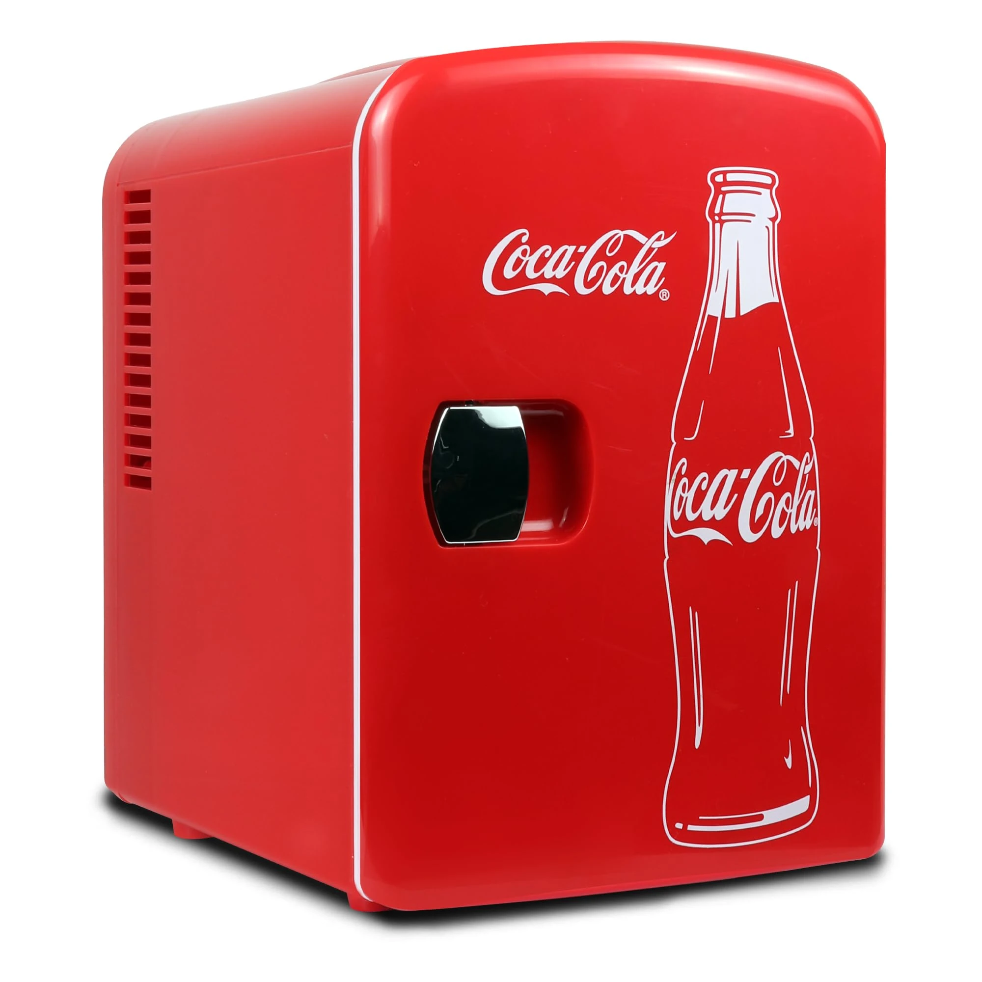 Coca Cola Classic Mini Fridge - Refrigerator for Bedroom Skincare Office, Portable Table Top Beverage Cooler, 12V DC/220V AC Refrigerador For Drinks, Soda, Wine, Use In Car, Dorm, Patio, 6 Can