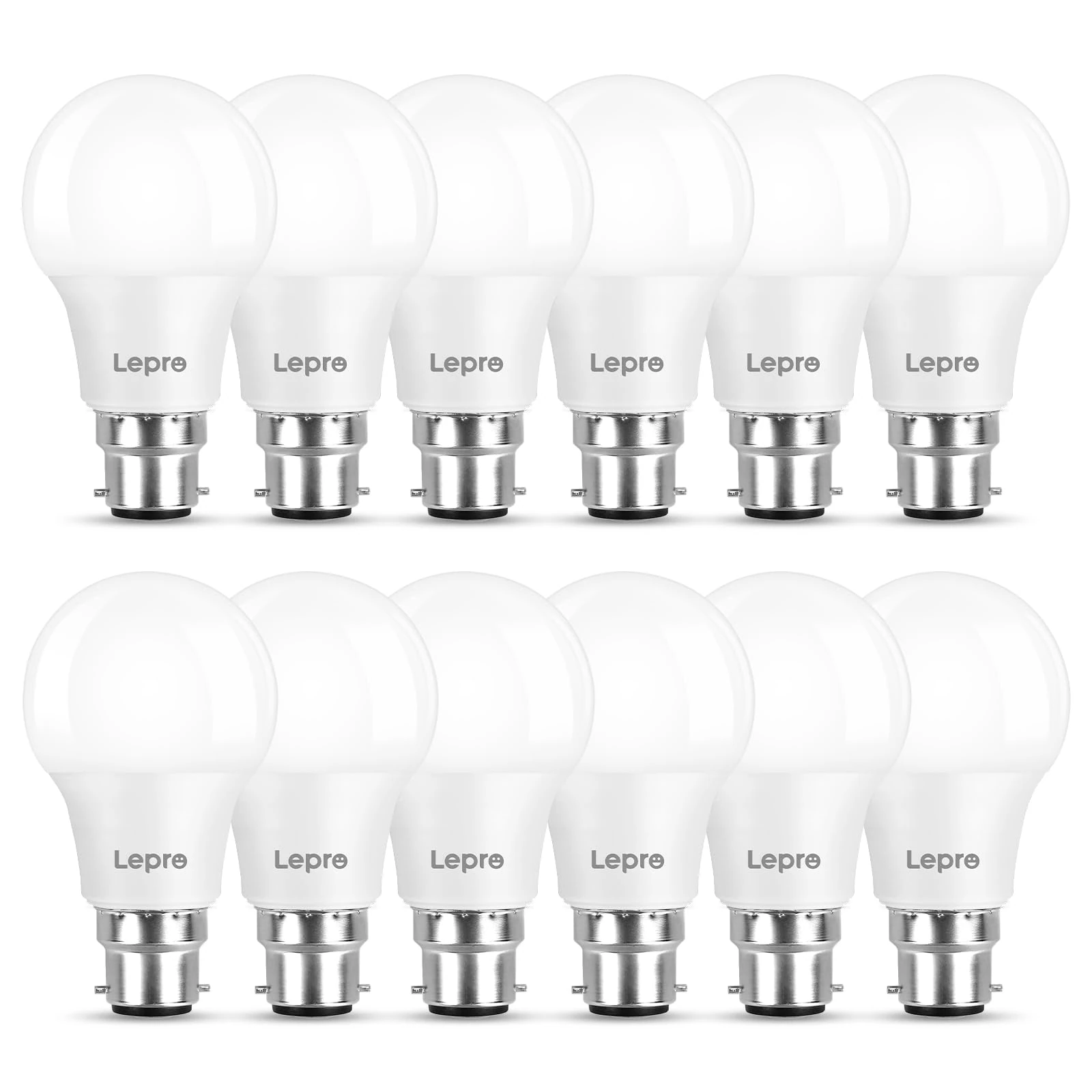 Lepro Bayonet Light Bulbs 60W Equivalent, Warm White 2700K, 8.5W 806lm LED Bayonet Bulb, B22 LED Bulbs, BC GLS Energy Saving Lightbulbs Bayonet, Non-dimmable, Pack of 12