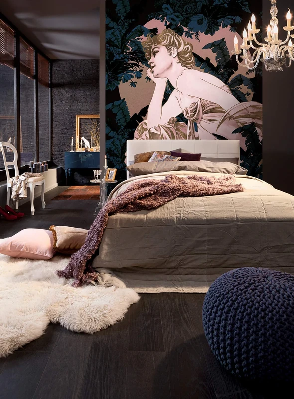 Komar HX4-019 Non-Woven Photo Wallpaper Songes Blue XXL Decoration Art Nouveau Bedroom Living Room Office Hallway Size 200 x 280 cm (Width x Height) Multi-Coloured