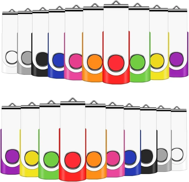 EASTBULL 512MB Memory Stick 50 Pack USB 2.0 Flash Drives Bulk USB Sticks Swivel Thumb Drive Pen Drive (512MB 10-Multicolor)