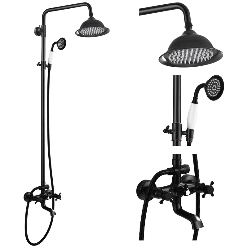 gotonovo Exposed Shower System with Spout,Oil Rubbed Bronze,No Shower Shelf
