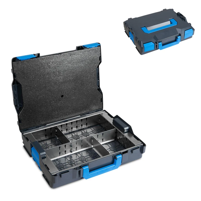 Sortimo L-BOXX 102 G4 - Robust Tool Box with Divider Set 4F - 4 Compartments for Organised Storage - Lid Insert Prevents Mixing - Shock & Splash Proof - Click System