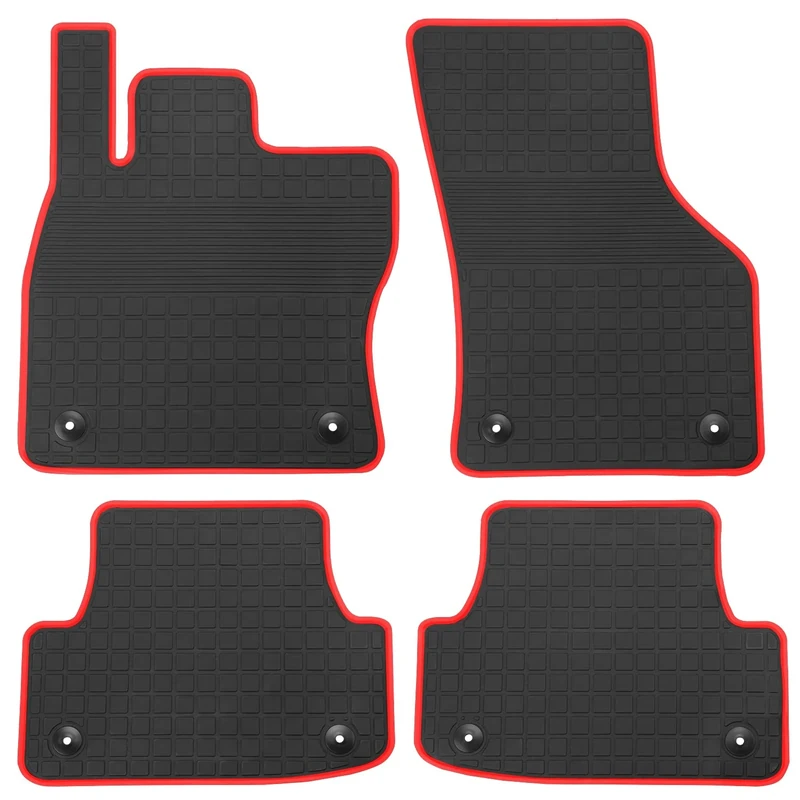 San Auto Car Floor Mat Rubber Custom Fit for Audi A3 2020 2019 2018 2017 2016 2015 Black Red Auto Floor Liners All Weather Heavy Duty Odorless