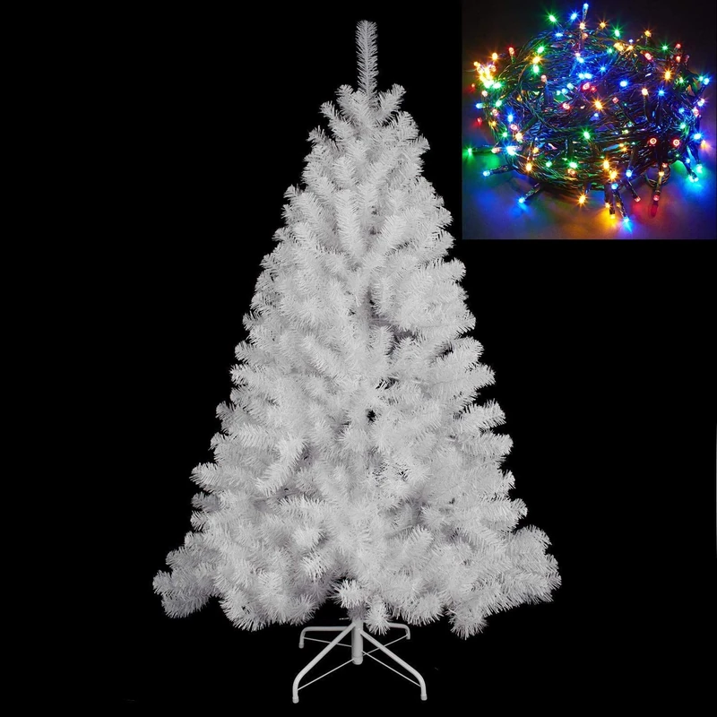 SHATCHI Alaskan Pine Snow Christmas Tree Home Decorations Sizes 5ft / 150cm / with 300 LEDs Lights (Separate), Multicolour,White, 150