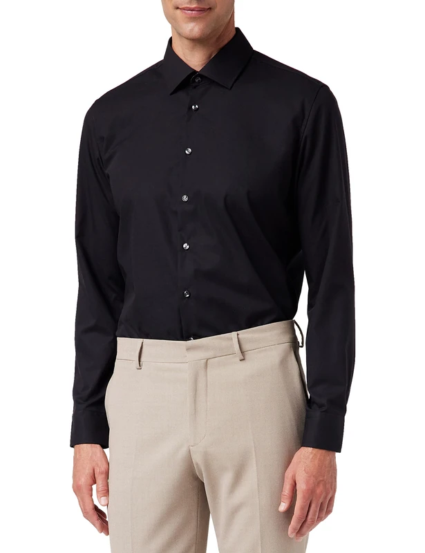 Seidensticker Men's Seidensticker Herren Business Hemd Slim Fit Formal Shirt, Black (Schwarz 39), 39