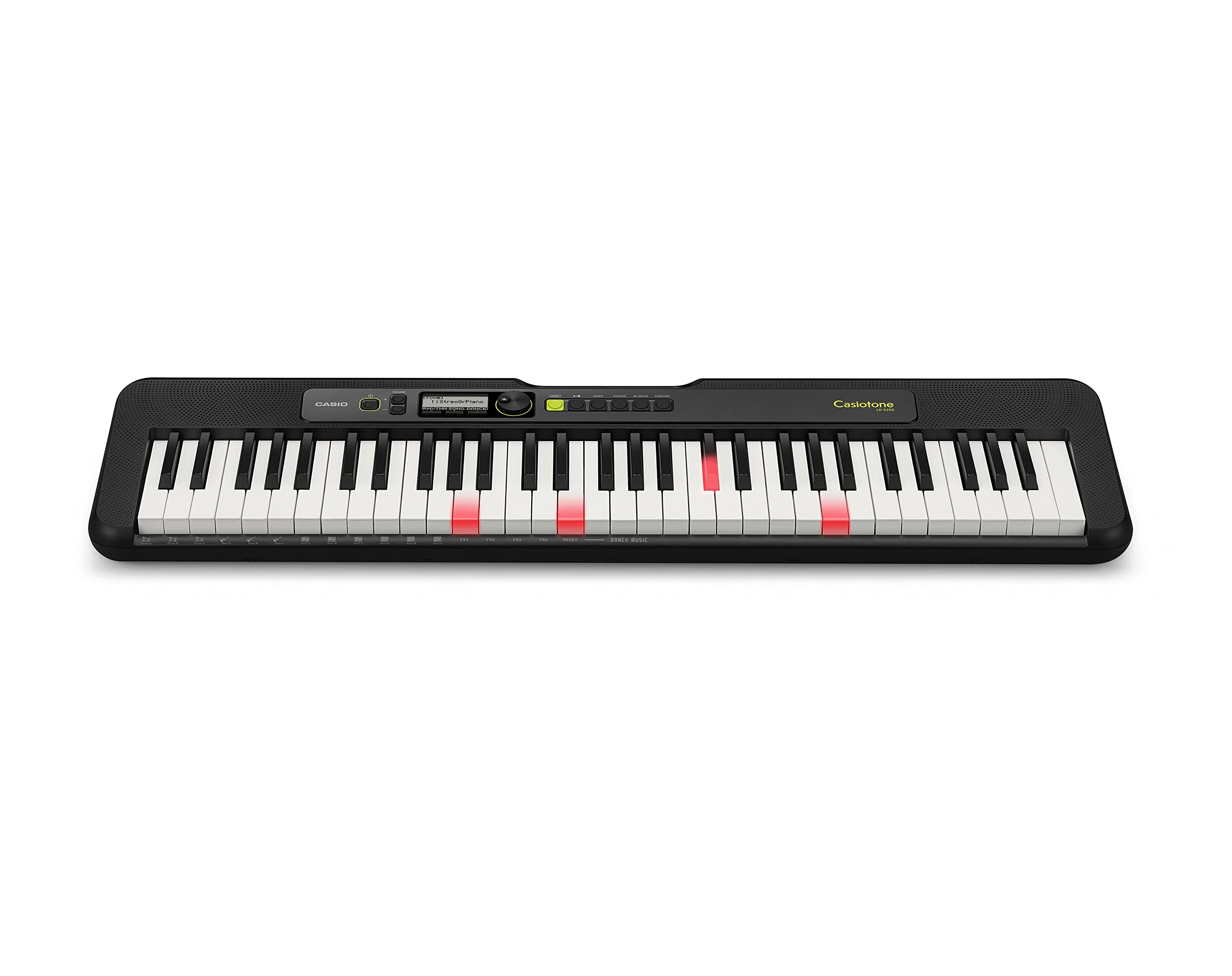 Casio LK-S250AD 61 Touch-Sensitive Key-Lighting Portable Electronic Keyboard in Black with Dance Music Mode with AC Adapter Included