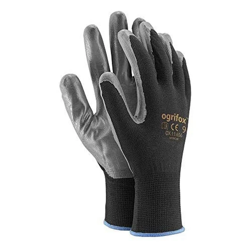 Ogrifox OX-Nitricar_Bs7 Protective Gloves, Ox.13.656 Nitricar, Black-Grey, 7 Size, Pack of 240 - Image 1