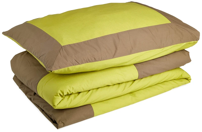 Heckett Lane Percale Lina Duvet Cover 140 Green Oasis/Burnt Olive