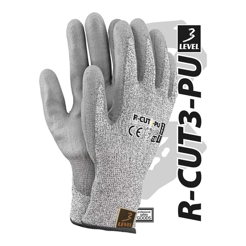 Reis R-CUT3-Pu_7 Level3 Protective Gloves, Black-White-Grey, 7 Size, Pack of 12