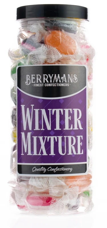 Original Winter Mixture Retro Boiled Sweets Gift Jar By Berrymans Sweet Shop - Classic Sweets, Traditional Taste.