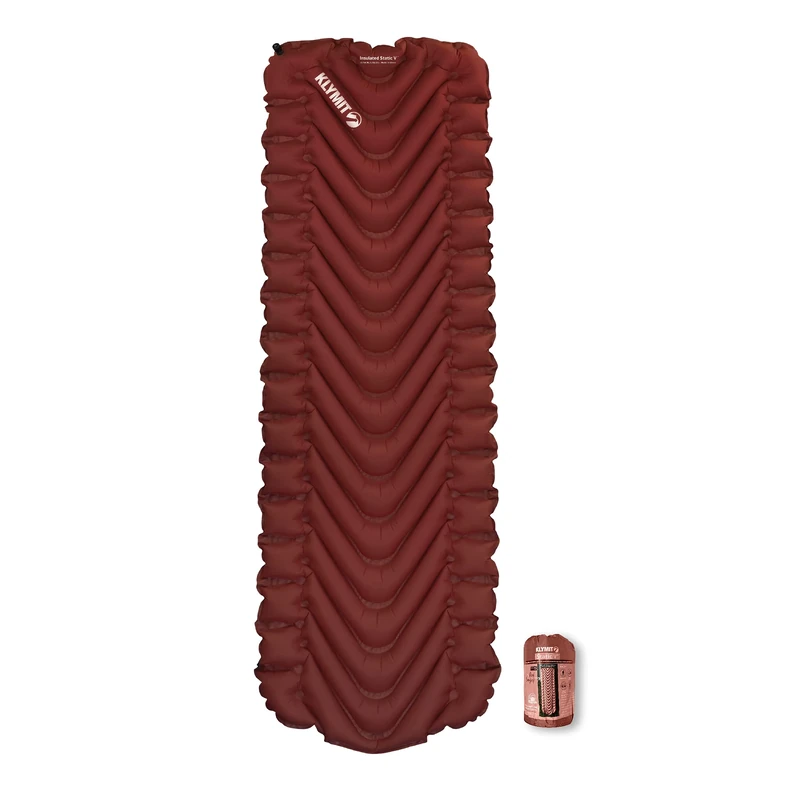 Klymit Insulated Static V Inflatable Sleeping Pad | Comfortable, Lightweight, Easy to Inflate, Portable Air Bed Mattress for Camping, Backpacking and Hiking — Red