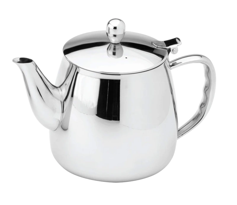 Café Stal Bx Series 18/10 Classic Stainless-Steel Tea Pot with Cool Touch Hollow Handles, Mirror Polished, 50oz