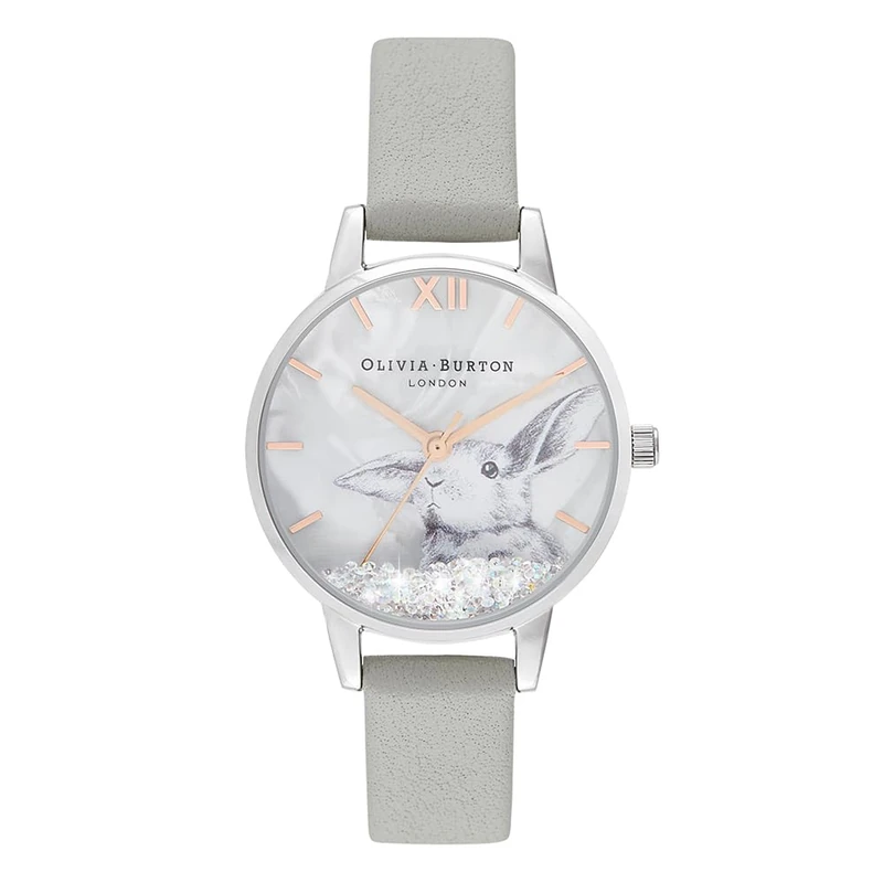 Olivia Burton Analogue Quartz Watch for Women WINTER WONDERLAND Collection with Grey Leather Strap - OB16WL86