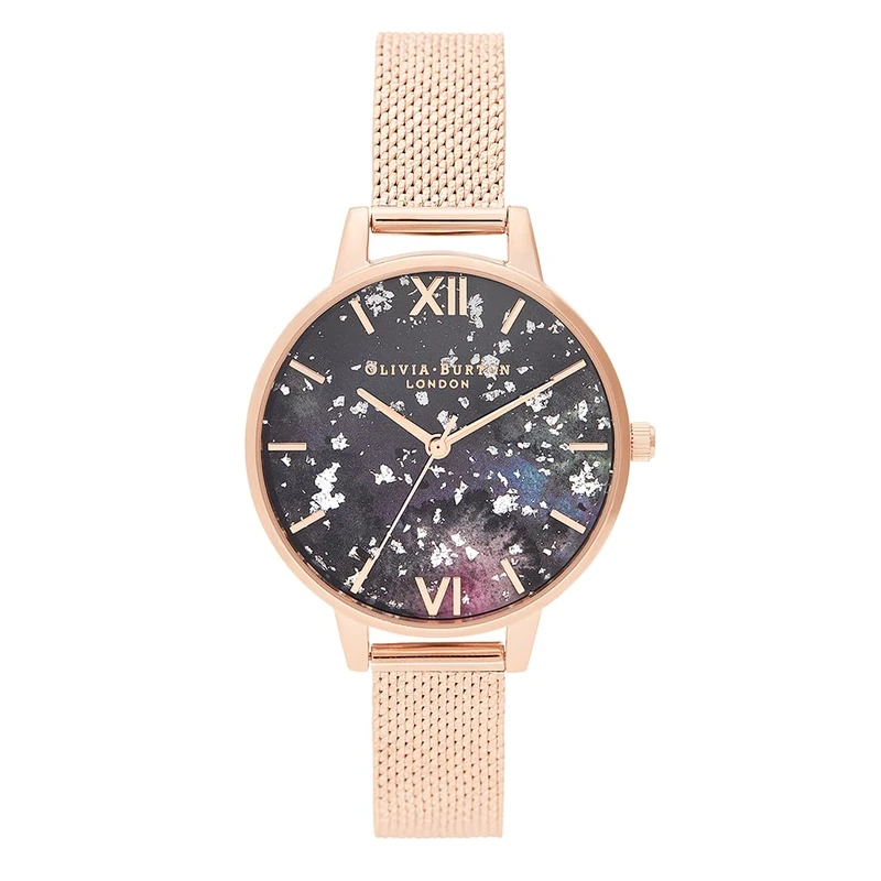 Olivia Burton Analogue Quartz Watch for Women CELESTIAL Collection with Rose Gold Colored Stainless Steel Mesh Bracelet - OB16GD33