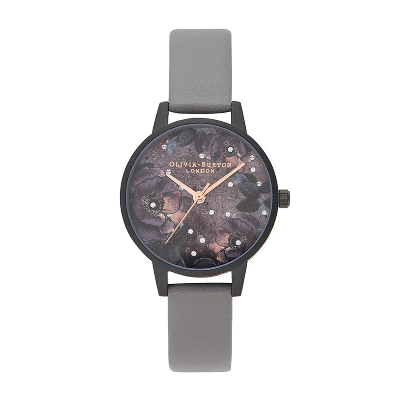 Olivia Burton Analogue Quartz Watch for Women Celestial Collection with Grey Vegan Leather Strap - OB16AD50