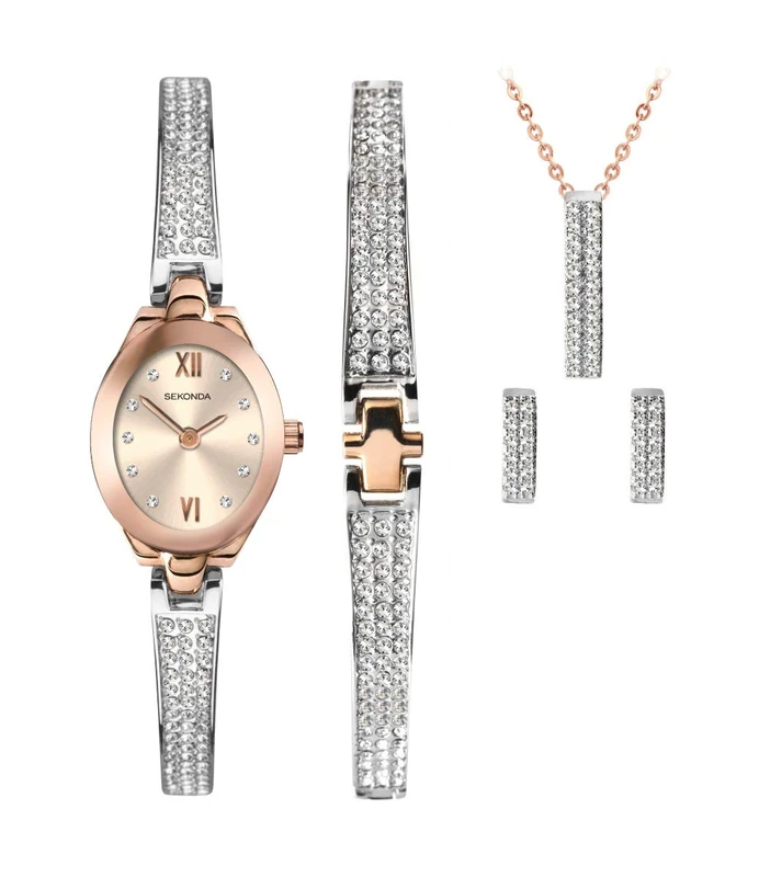 Sekonda Gift Set Womens 19mm Quartz Watch in Rose with Analogue Display, and Silver Ionic Plated Strap 2924G - Image 1