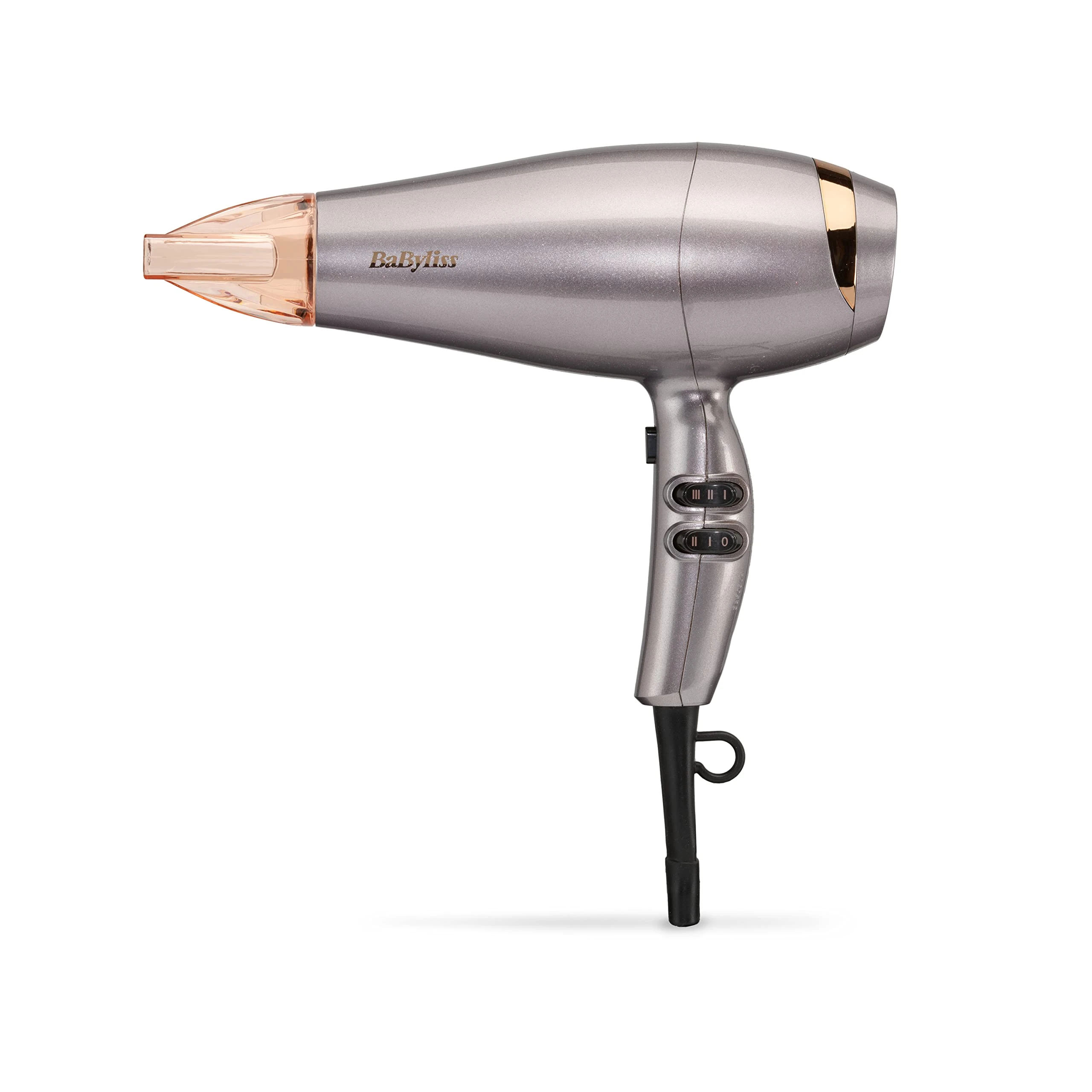 BaByliss Shimmer Hair Dryer - 2100W Professional Ionic Blow Dryer, Lightweight Travel Hairdryer, Fast Drying Ceramic Hair Dryer, 3 Heat & 2 Speed Settings, Silver, 5336BU