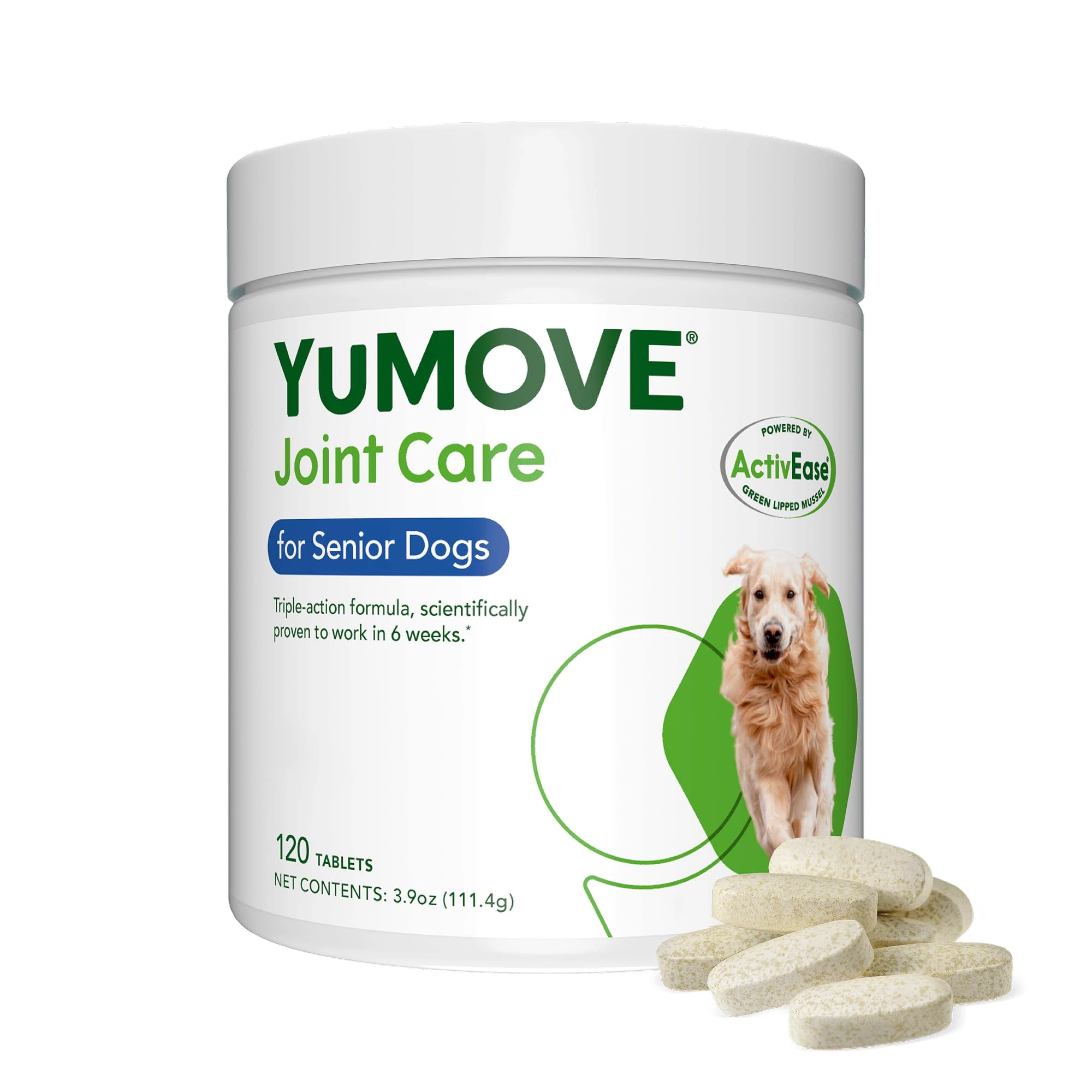 YuMOVE Senior Dog Joint Supplement, Higher Strength for Joint Care, Essential Hip & Joint Support for Older Dogs with Glucosamine, Chondroitin, Green Lipped Mussel, Aged 8+, 120 Tablets