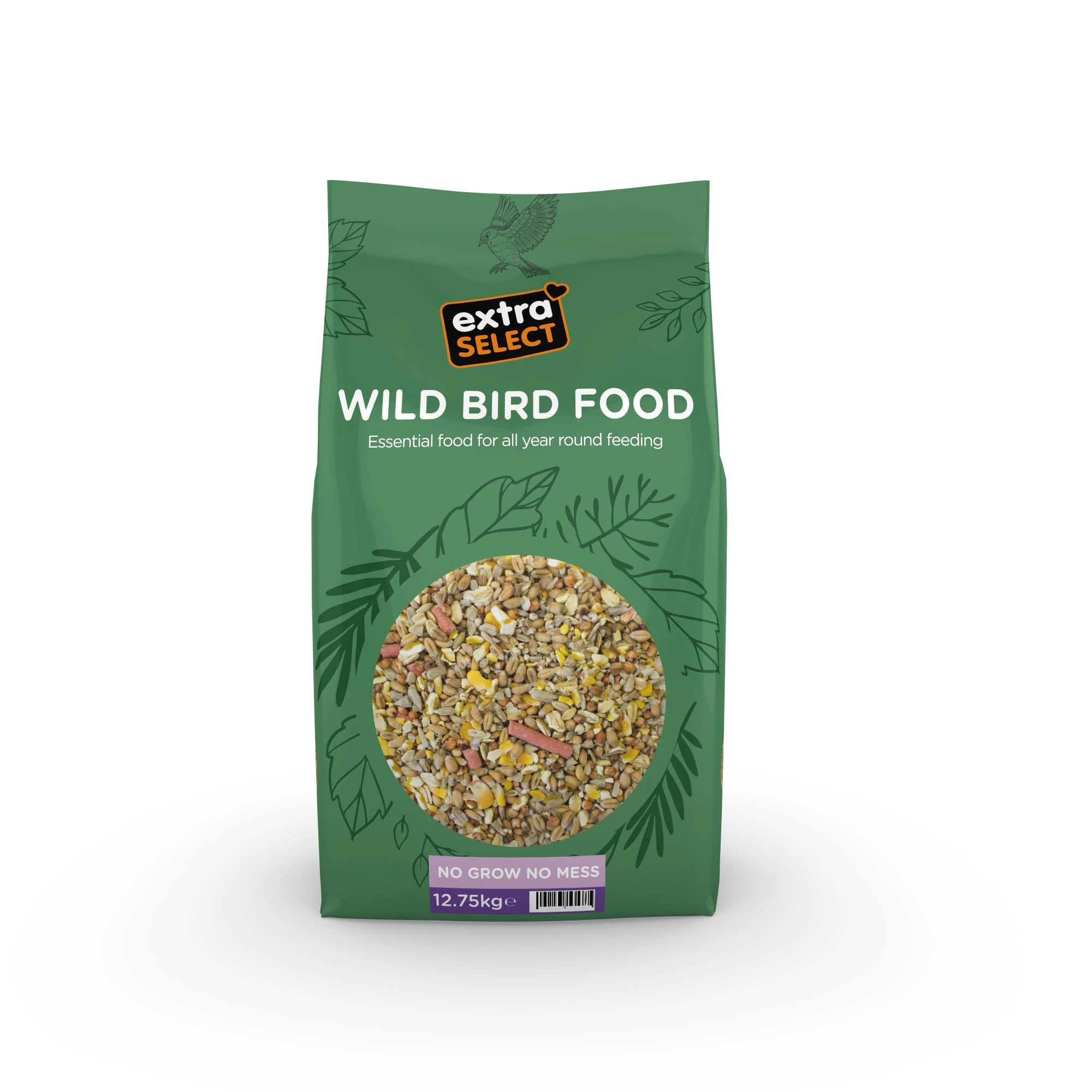 Extra Select No Grow, No Mess Bird Seed Mix for Wild Birds: All Season Wild Bird Food, 100% Edible, No Waste Formula Birdseed - 12.75kg