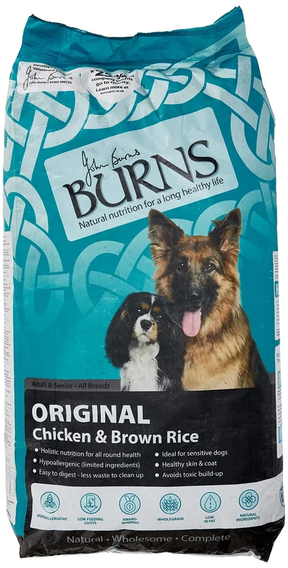 Burns Pet Nutrition Hypoallergenic Complete Dry Dog Food Adult and Senior Dog Original Chicken and Brown Rice 12 kg