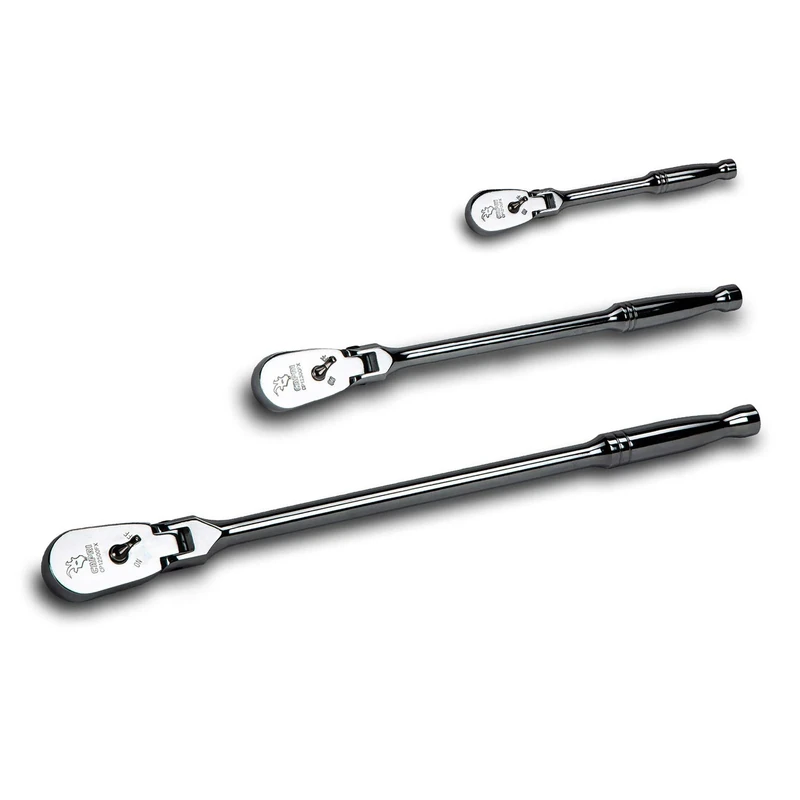 Capri Tools Ratchets, True 72-Tooth, 5-Degree Swing Arc (3-Piece Set/Flex-Head Low Profile), (Model: CP12000FX)