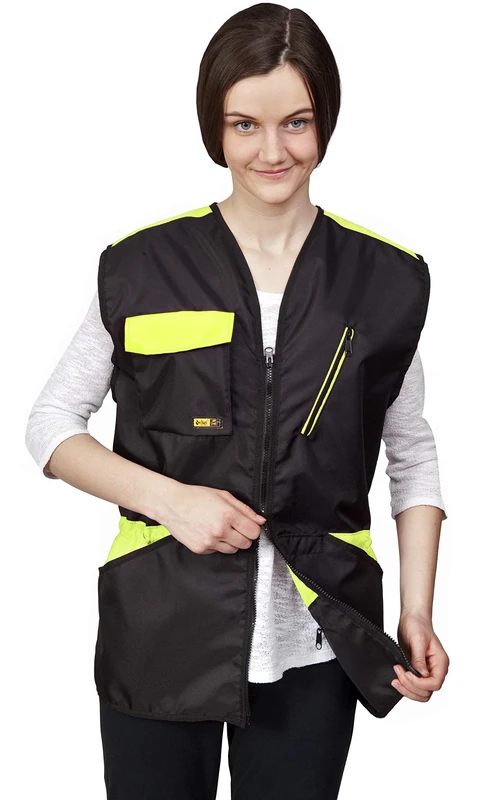 DINGO Dog Training Vest for Sports, Agility, Fetch, Obedience, Waterproof Many Pockets for Carry Toys&Snacks 2-Way Zipper Drawstring Waist Lime Fruit L Size 16409-2