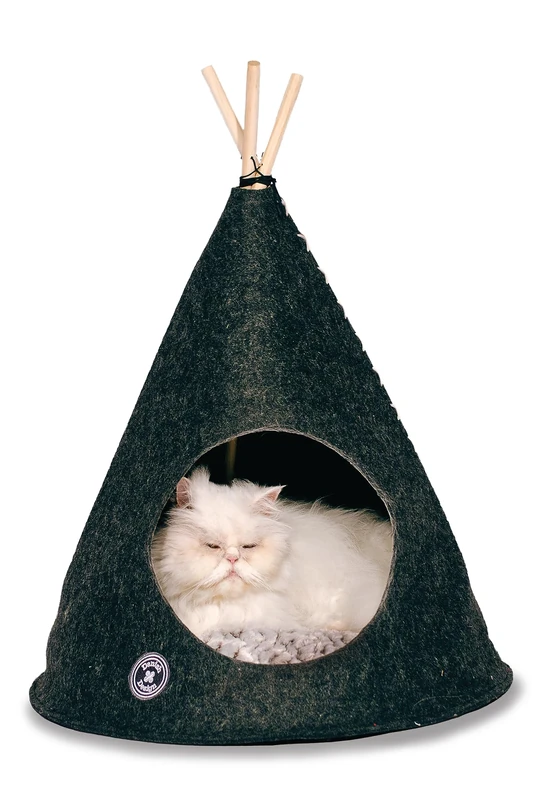 Danish Design Grey Soft Felt Natural One Size Small Dog/Cat Bed Teepee 55x55x64cm